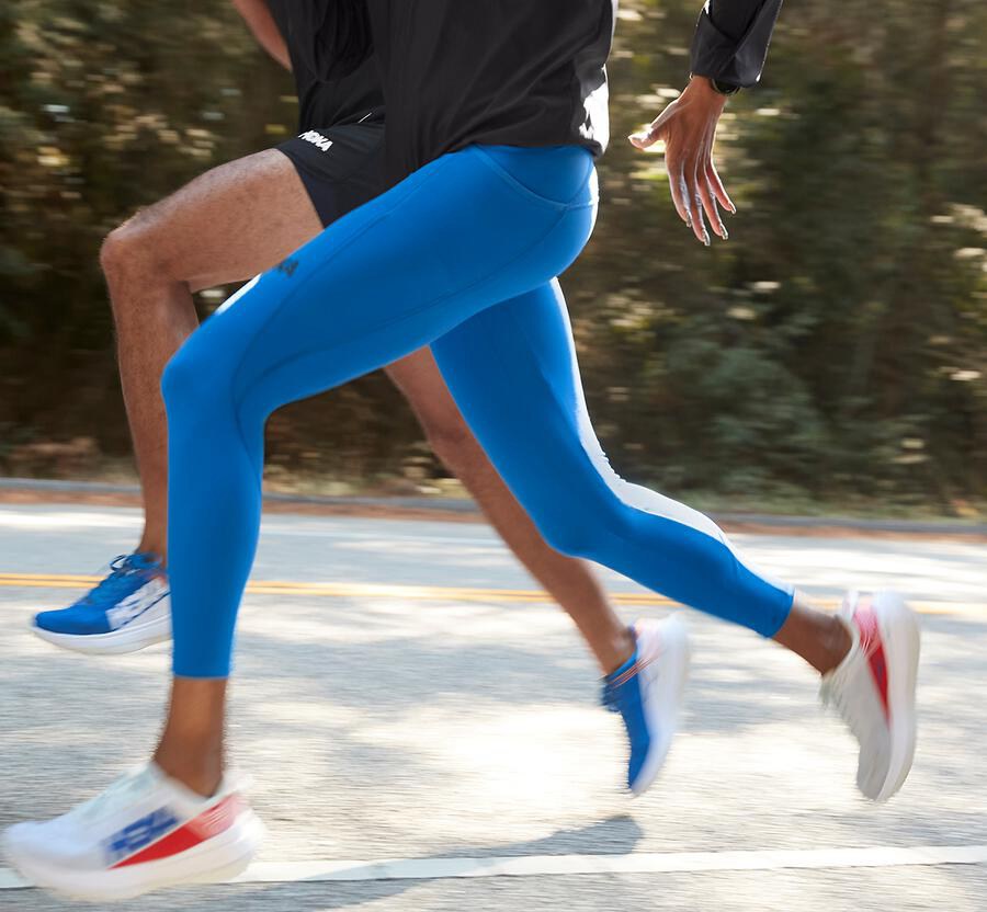 Hoka One One Womens Pants - Performance Crop Tight - Blue - SJOD14053